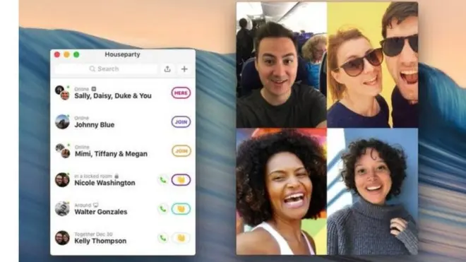 A screen shot of a Houseparty session