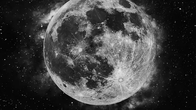 รูปดวงจันทร์ขาวดำมีหมอกควัน 