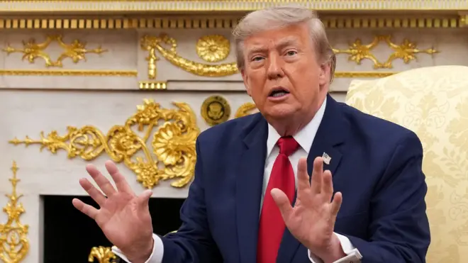 US President Donald Trump in the Oval Office of the White House on July 14, 2026 in Washington, DC.