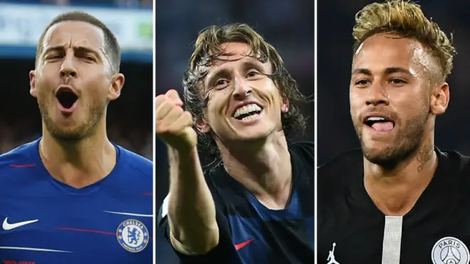 Eden Hazard, Luka Modric and Neymar