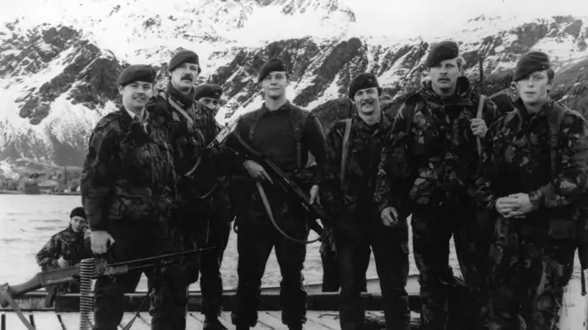 Marines británicos que participaron en la recaptura de Georgia del Sur.