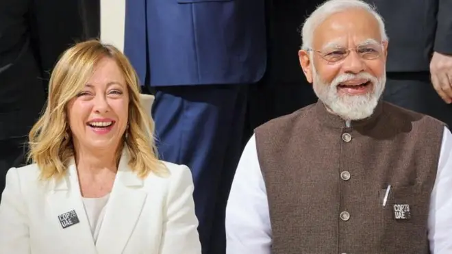 भारताचे पंतप्रधान नरेंद्र मोदी देखील इटलीत होणाऱ्या जी-7 देशांच्या परिषदेत सहभागी होत आहेत. पंतप्रधान जॉर्जिया मेलोनी यांच्यासोबतचा त्यांचा फाईल फोटो.
