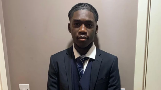 Marcus Fakana inside school uniform