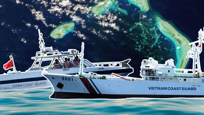 Tàu cảnh sát biển Trung Quốc và Việt Nam