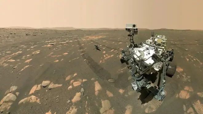 Nasa's Perseverance rover is currently trundling around Jezero Crater on Mars to collect samples that can be sent back to Earth (Credit: Nasa/JPL)