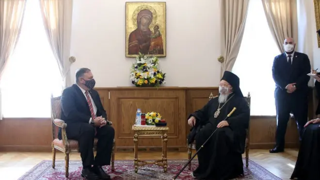 Pompeo bugün Fener Rum Patriği Bartholomeos ile görüştü