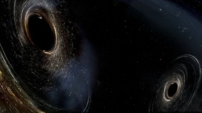 หลุมดำที่กำลังจะชนและรวมตัวกันเป็นหลุมดำขนาดใหญ่ขึ้น