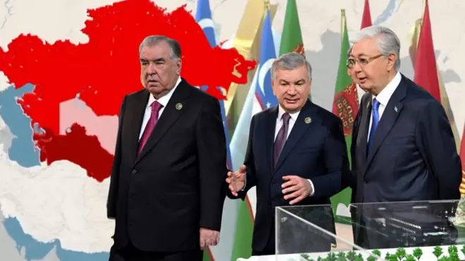 Prezindetlar Rahmon, Mirziyoyev va Toqayev.