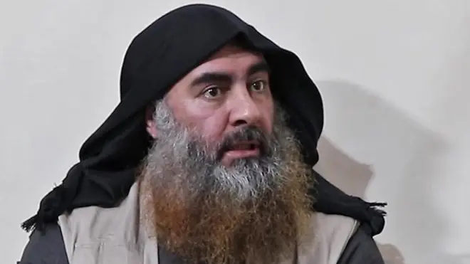 Screengrab of video released on 30 April 2019 showing Abu Bakr al-Baghdad at an undisclosed location