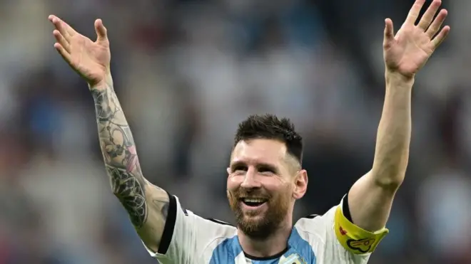 Messi merayakan kemenangan di semifinal Piala Dunia 2022