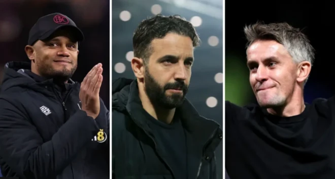 Vincent Kompany, Ruben Amorim and Kieran Mckenna 