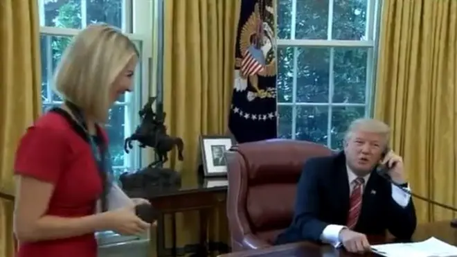 The RTE reporter was at the Oval Office when the President beckoned her to his desk