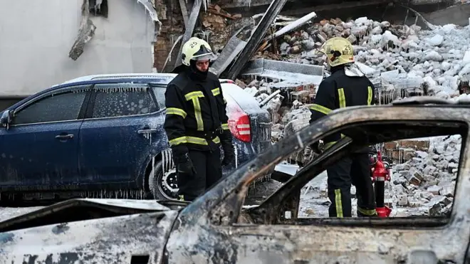 Киев, дрон чабуулдарынан кийин, 12-январдагы (2026) сүрөт