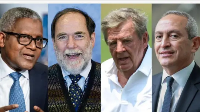 Aliko Dangote, Johann Rupert,Nicky Oppenheimer ati Nassef Sawiris, awọn olowo nla ilẹ Africa