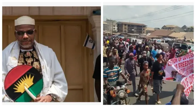 Nnamdi Kanu lapa osi, awọn to ṣewọde fun un lo wa lapa ọtun.