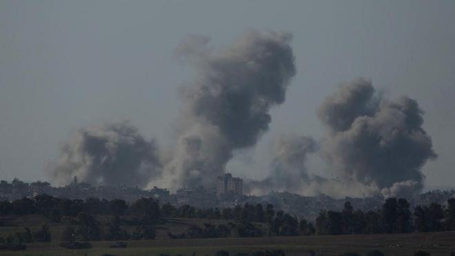 صورة لقصف إسرائيلي لغزة من الجانب الإسرائيل