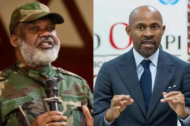 Corneille Nangaa na Patrick Muyaya mu ifoto yegeranyijwe