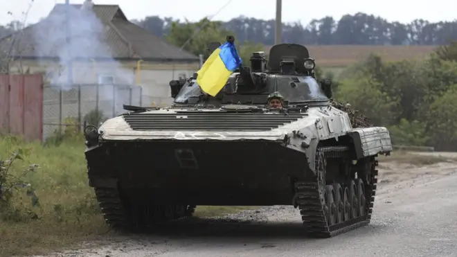 A Ukrainian tank