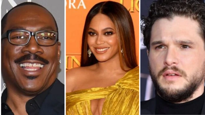 L-R Eddie Murphy, Beyonce, Kit Harington