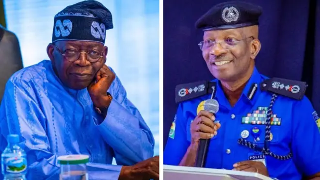 Aworan Aarẹ Bola Tinubu ati Kayode Egbetokun