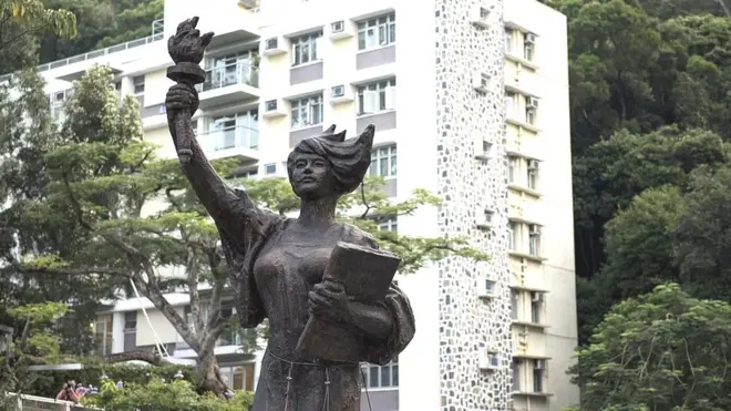 The Goddess of Democracy statue on the campus of the Chinese University of Hong Kong was removed last year