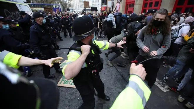 UK Home Secretary Priti Patel says "Thuggery and disorder by a minority will never be tolerated"