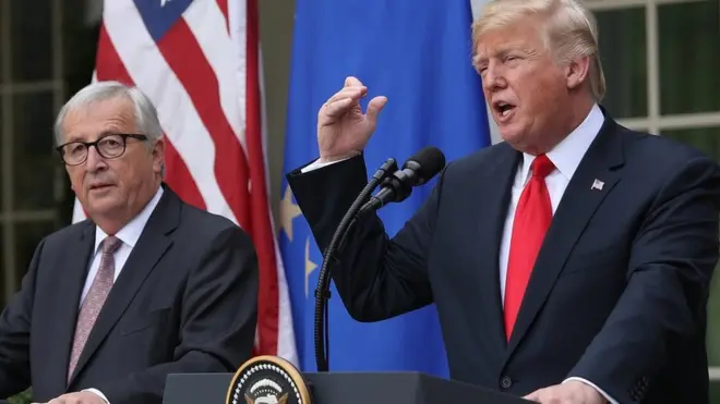 特朗普和容克舉行新聞發佈會