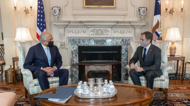 این اولین رسمی وزیر خارجه جدید آمریکا و خلیلزاد است