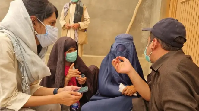 अफ़ग़ान महिलाओं के साथ बीबीसी की टीम