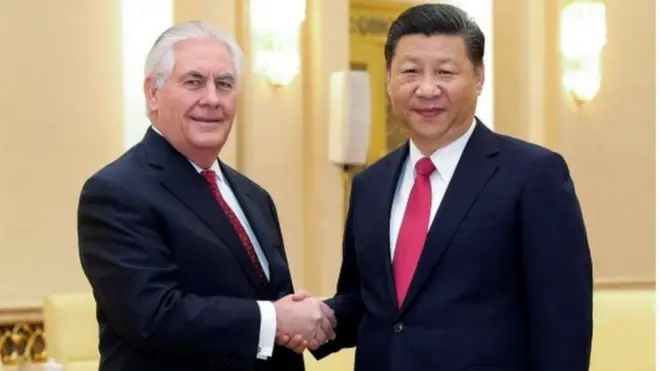 Ngoại trưởng Mỹ Rex Tillerson gặp gỡ Chủ tịch Trung Quốc Tập Cận Bình hôm 19/3 tại Bắc Kinh.