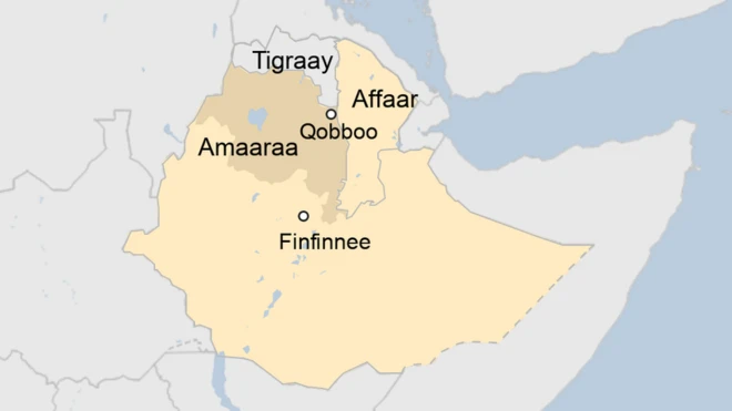 Kaartaa bakka itti argama Qobboo agarsiisu