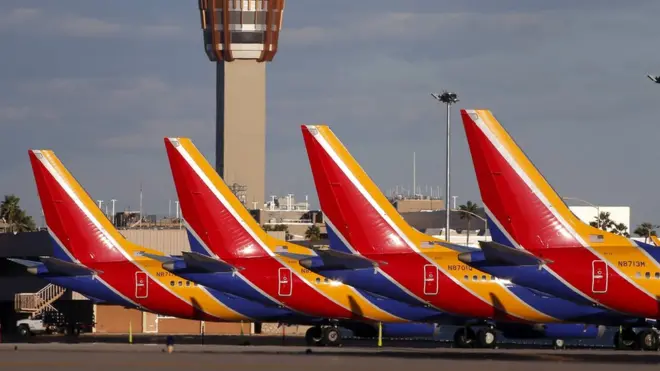 Beberapa pesawat Boeing 737 Max 8 milik maskapai AS, Southwest Airlines, yang kini tak dioperasikan.