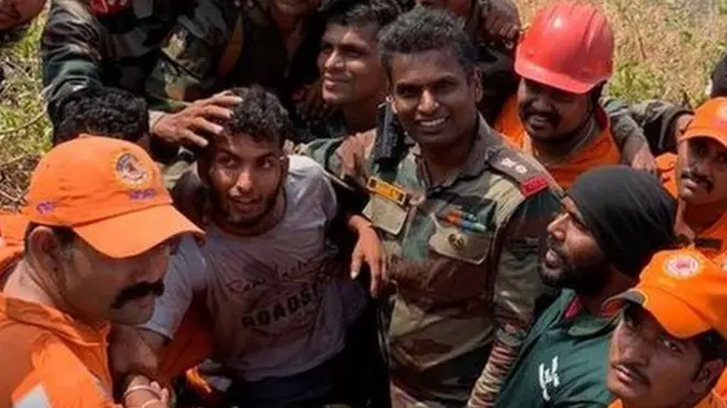 The Indian army team rescued Kerala trekker trapped in hill crevice for 48 hours