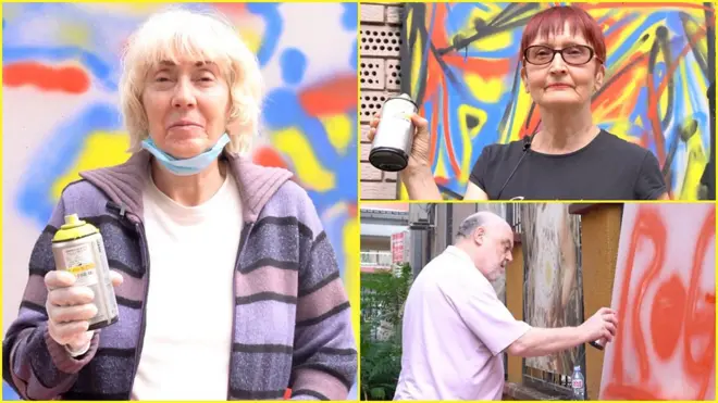 seniori crtaju grafite