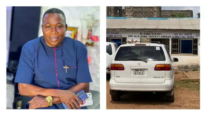 Aworan Oloye Sunday Igboho ati aafin Ọba Alajaṣẹ ti Benin Republic