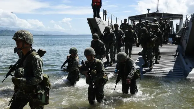 Mỹ và Philippines tiến hành tập trận chung Balikatan hàng năm. Trong hình là cuộc tập trận 5/2018 tại tỉnh Casiguran của Philippines
