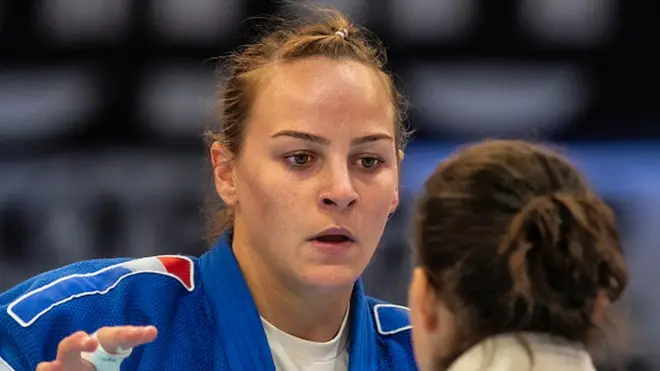 Margaux Pinot of France competing at the 2019 Tokyo World Judo Championships