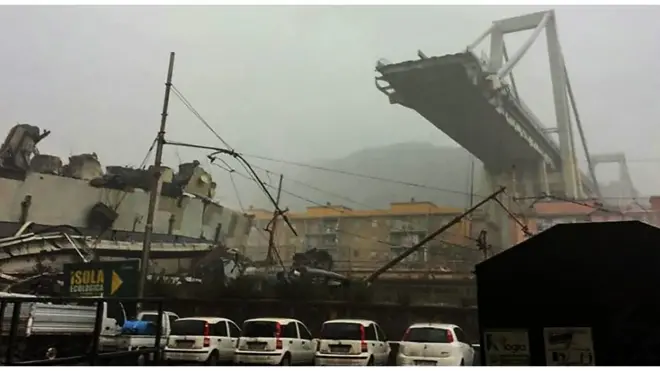 В Генуе обрушился автомобильный мост