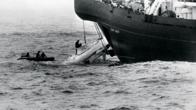 The Pisces craft hauled up after its rescue