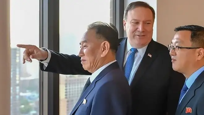Kim Yong-chol (kiri) sempat masuk daftar hitam di Amerika Serikat.