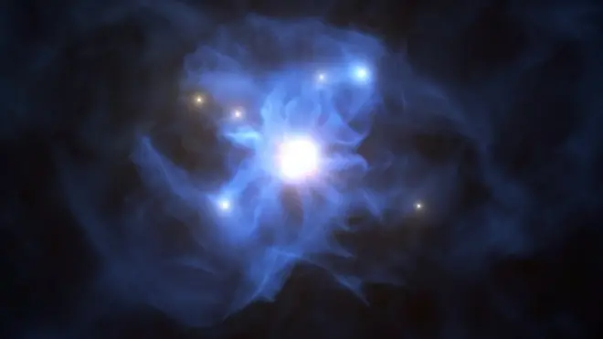 Сверхмассивная черная дыра в окружении галактик