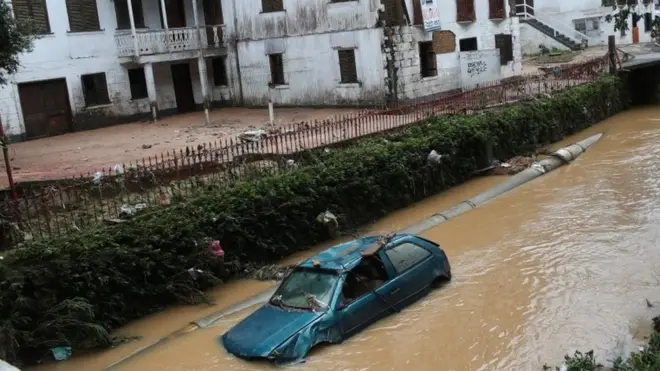 A street was turned into a river in Petropolis, Brazil, February 16, 2022.