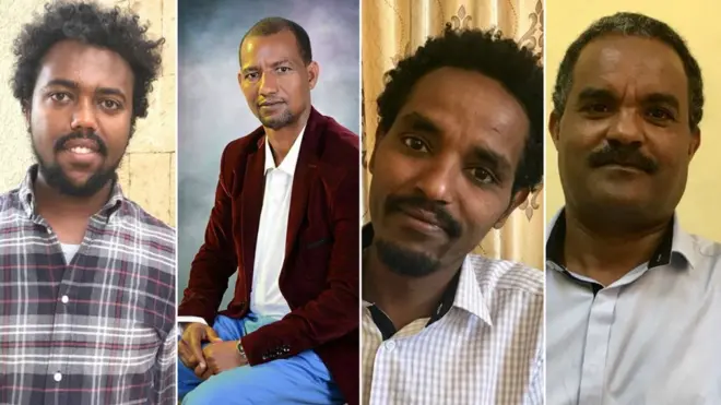 ጋዜጠኛ ሚልዮን ሃይስላሰ ፣ ኣይተ ኣብረሃ ደስታ፣ሓጋዚ ፕሮፌሰር የማነ ካሳን ዶክተር ተኽላይ ተስፋይን (ካብ ኢድ ፀጋም ናብ የማን)