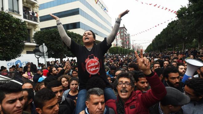 جانب من احتجاجات تونس ضد الغلاء