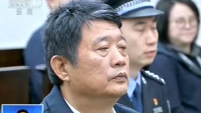 Image broadcast on TV of Ma Jian in court when the verdict was announced