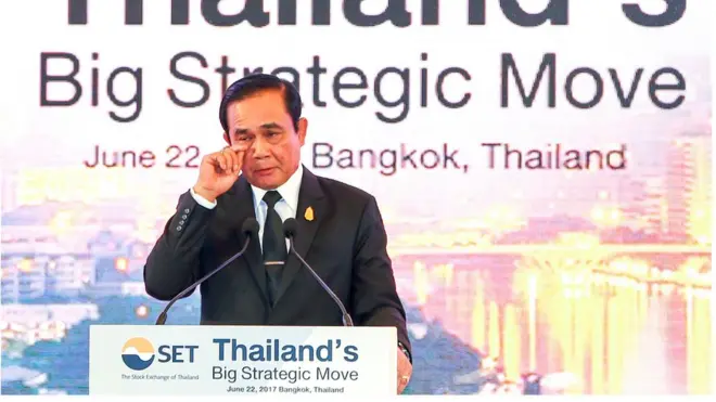 Thủ tướng Thái Lan Prayuth Chan-o-cha tại một hội nghị ở Bangkok hồi tháng Sáu
