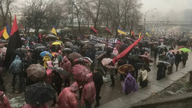 Проведення маршу співпало із першим снігом у Києві