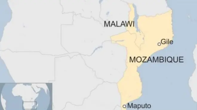 Map of where Gile dey for Mozambique.