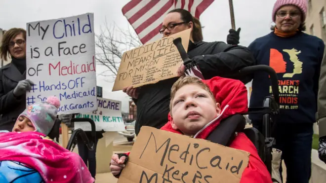 Supporters of the Affordable Care Act at a protest