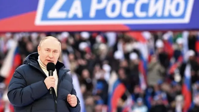 President Putin told the crowd at the Luzhniki stadium why Russia had invaded Ukraine